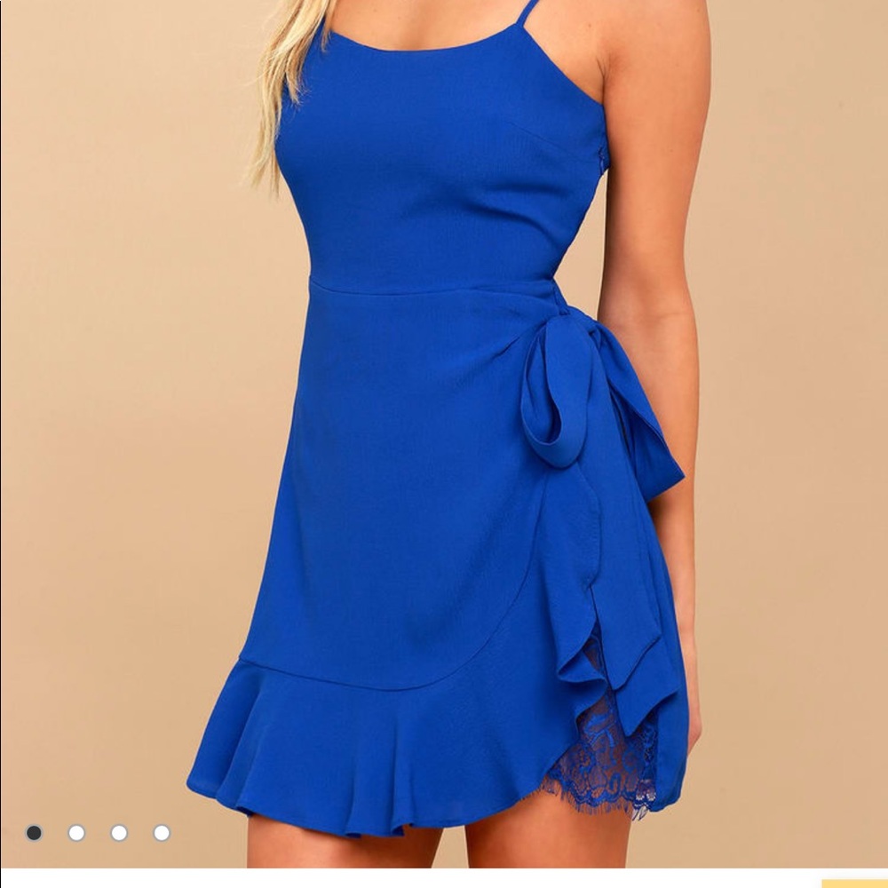 Lulus’s cobalt blue wrap dress